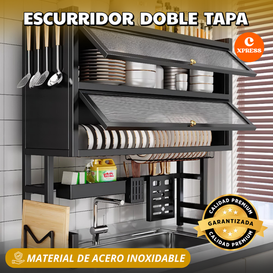 Escurridor Doble Tapa ®  -  ¡Orden, Higiene y Espacio Extra Al Instante!