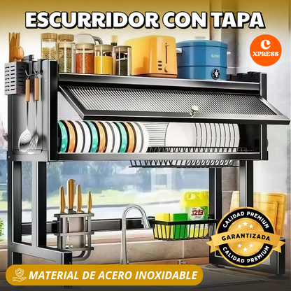 Escurridor con Tapa ®  -  ¡Platos Secos y Protegidos del Polvo!