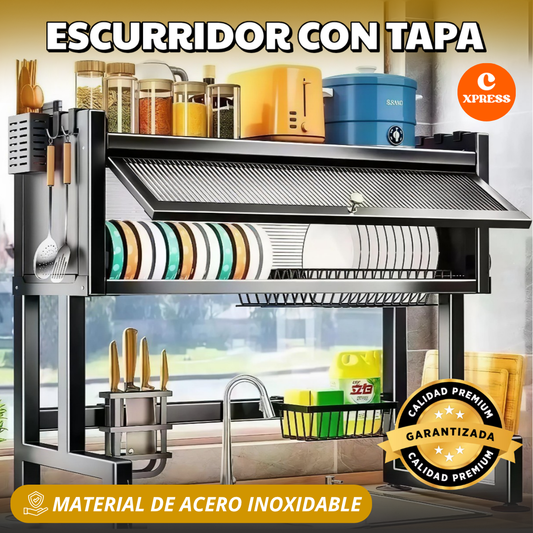 Escurridor con Tapa ®  -  ¡Platos Secos y Protegidos del Polvo!