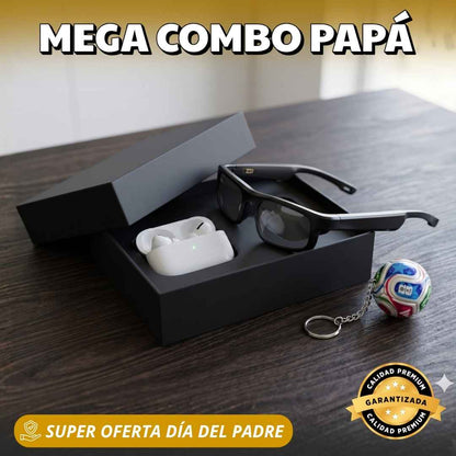 Combo Papá x3  -  Audifonos + Gafas Inteligentes + Obsequio Llavero Mundialista