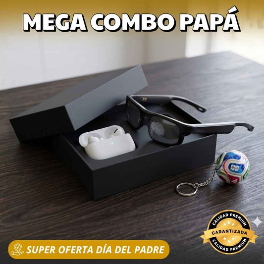 Combo Papá x3  -  Audifonos + Gafas Inteligentes + Obsequio Llavero Mundialista