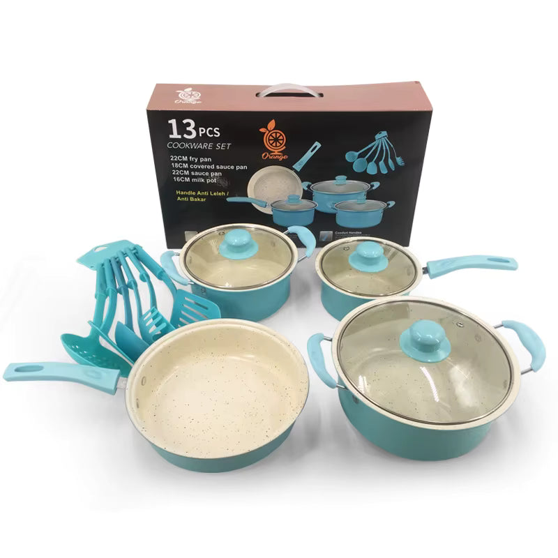 Set de 13 Piezas Ollas y Utensilios