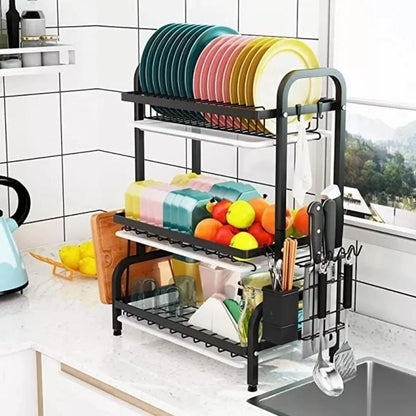 Escurridor de Platos 3 Niveles ®  -  ¡Triplique su Espacio con Higiene y Orden Al Instante!